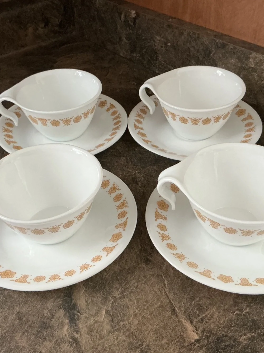 Lot of Vintage Corelle Butterfly Gold Cups and Saucers